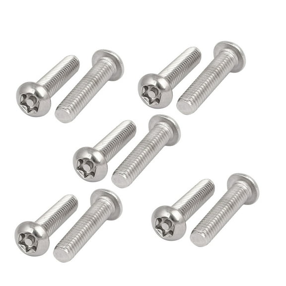 M6x25mm 304 Stainless Steel Button Head Torx Security Tamper Proof Screws 10pcs