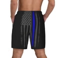thumbnail image 2 of Men's 2 in 1 Swim Trunks with Compression Liner Retro Thin Blue Line Flag Quick Dry Beach Shorts, 2 of 6