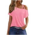 thumbnail image 2 of Yaoyar Women's Solid Color Double Strap Short-Sleeved T-shirt Loose Vest Top, 2 of 5