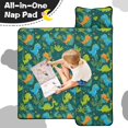 thumbnail image 4 of Green Cartoon Dinosaurs Jungle Pattern Teens Toddler Nap Mat with Pillow, Sleeping Mat Bag for Preschool Daycare 60"x20", 4 of 6