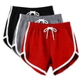 thumbnail image 2 of SYMOID Womens Dolphin Hem Shorts 3 Pack, High Waisted Retro Athletic Bottoms with Pockets, Quick Dry Casual Lounge & Running Shorts (Red),Size 3XL, 2 of 7