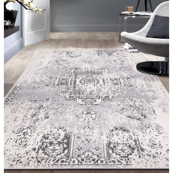 Vintage Distressed Boho Oriental Area Rug 5'x7' Gray Area Rug