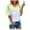 Yellow, variant on Womens Summer Tops Stylish V-Neck Tie-Dye Short Sleeve Casual Classic Fit Blouses