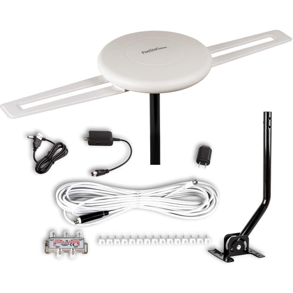 Five Star HDTV Antenna - 360° Omnidirectional Amplified Outdoor TV Antenna up to 150 Miles Indoor/Outdoor,RV,Attic 4K 1080P UHF VHF Supports 4TVs