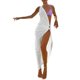 thumbnail image 1 of VISgogo Vestido de fiesta para mujer, sin mangas, con un solo hombro, con hendidura hueca, para cóctel, playa, vestido largo VISgogo  moda, 1 of 9