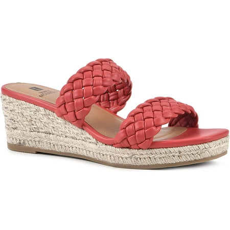 White Mountain Shoes Salvadora Womens Espadrille Wedge Sandal 7 Red/Smooth
