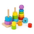 thumbnail image 3 of TOOKYLAND Wooden Geometric Stacking Toy - 17pcs - 3 Towers Stacker, Ages 18m+, 3 of 9