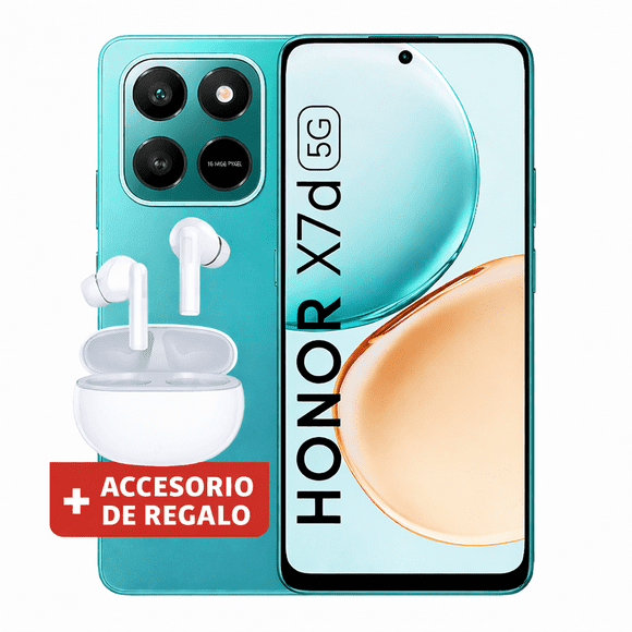 Smartphone Celular Honor X7D 5G 6GB RAM + 256GB ROM 6500 mAh con Audífonos Earbuds i7 Lite  Nuevo Liberado