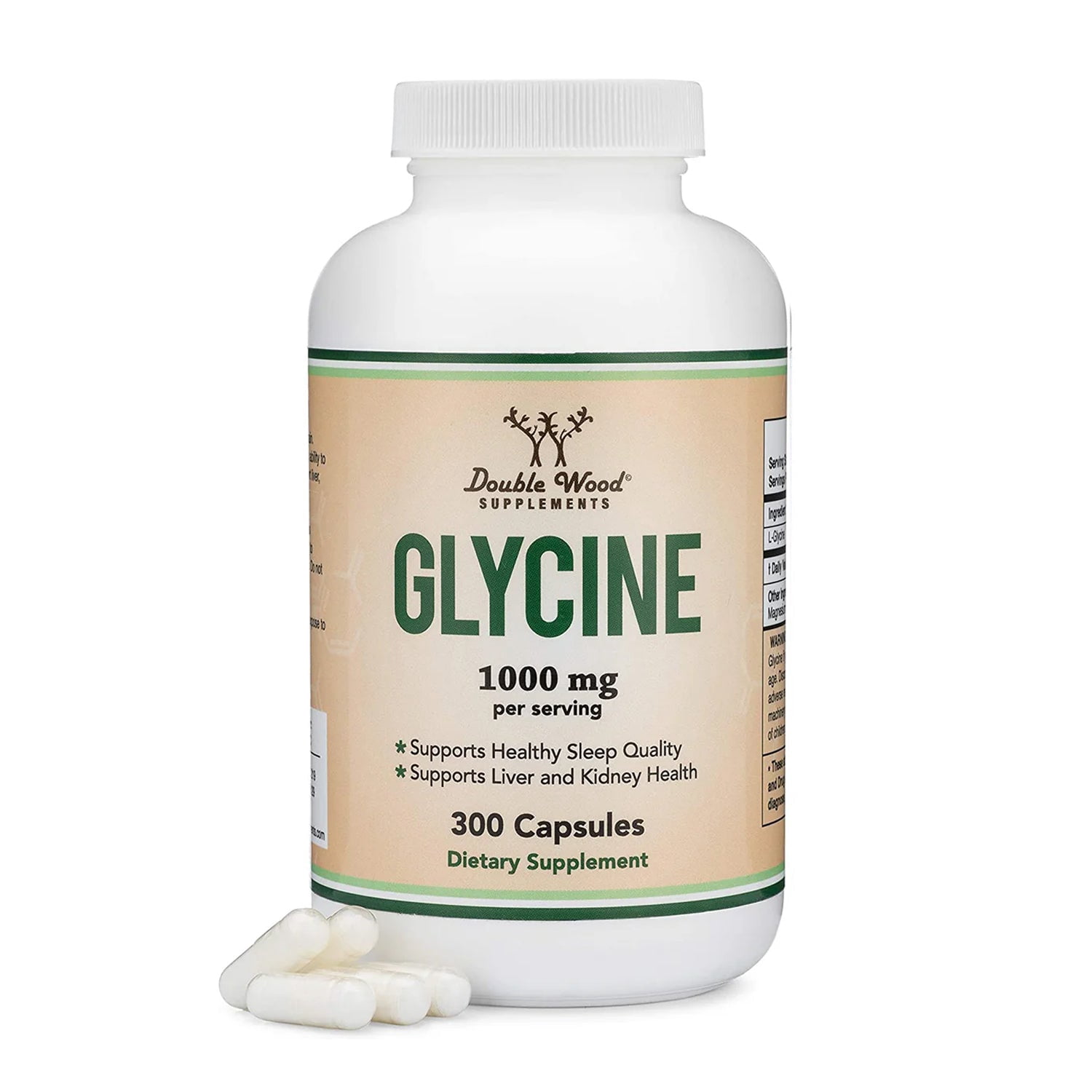 Glycine Supplement - 1,000mg (300 Capsules) Amino Acid for Sleep Quality Support (Glicina) by Double Wood Supplements