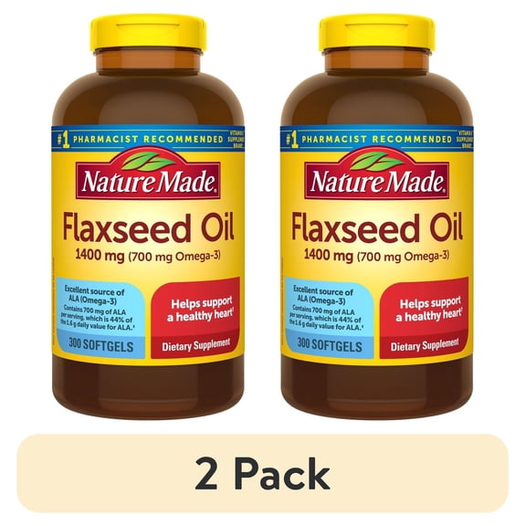 (2 pack) Nature Made Organic Flaxseed Oil 1400 mg Omega 3-6-9 - 300 Liquid Softgels