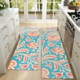 thumbnail image 4 of Kitchen Rugs Sets Of 2,Blue and Pink Pioneer Flower Anti Fatigue Kitchen Mat Rugs Non Slip Washable,Decorative Kitchen Floor Mats for Kitchen,Sink,Laundry,17"X47", 4 of 5
