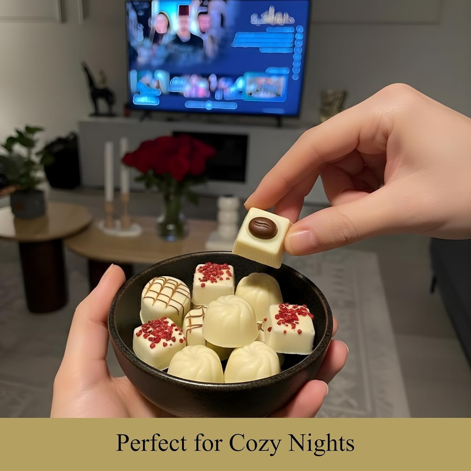 Andy Anand White Chocolate Truffles 32 Pcs Of Champagne, Amaretto, Tiramisu, Cappuccino Ext Amazing-Delicious-Gift Box Greeting Card Birthday Valentine Christmas - 1lbs