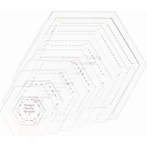 7Pcs Quilting Template 7 Sizes Acylic Hand Sewing Template Transparent Sewing Patchwork Stencils for DIY Precut Fabric Squares Shapes Cutting Clothing 3.85-14.8cm Long