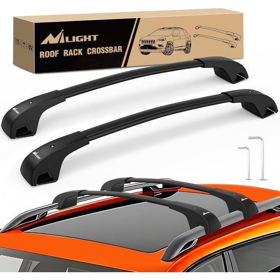 Nilight Roof Rack Cross Bars Fit for Jeep Cherokee 2014 2015 16 17 18 19 20 21 2022 2023 with Side Rails, Adjustable Aluminum Car Crossbars for Cargo Carrier Luggage Bike Kayak Rooftop Tent Snowboard