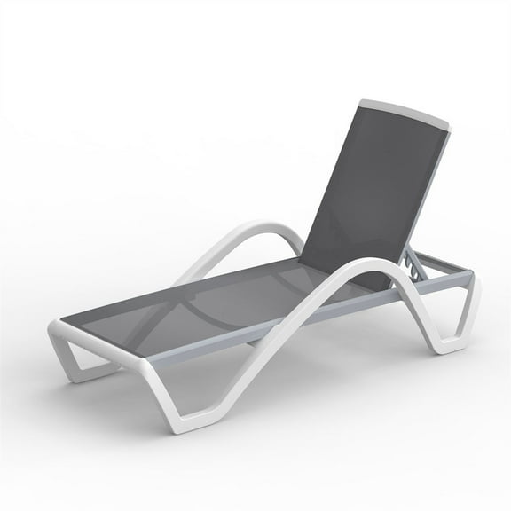 Adjustable Aluminum Chaise Lounge - All-Weather Pool Chair with Arms (Gray)
