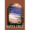 thumbnail image 4 of Santa Cruz, California, Sunset and Surfers, Contour (Canvas Deluxe Tote Bag, Faux Leather Handles & Zip Pocket), 4 of 4