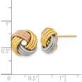 thumbnail image 3 of 14K Yellow & Rhodium With White Rose Rhod Pol Textured Triple Love Knot Post Earrings (12.5 X 12.5) Made In Italy tl1063, 3 of 4