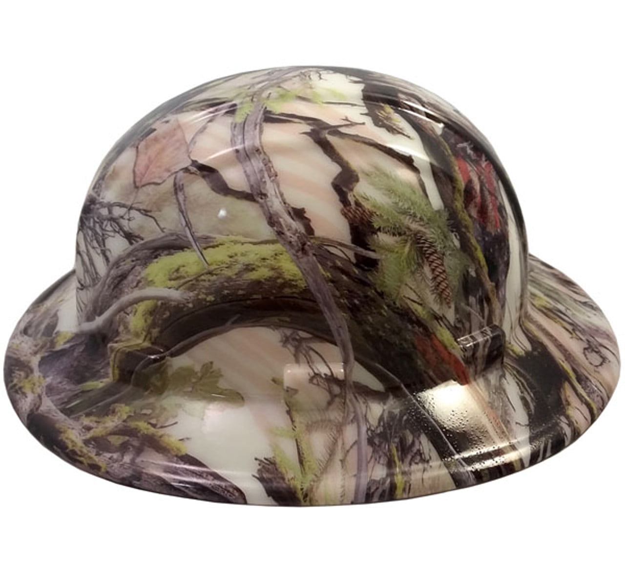American Camo Hydro Dipped GLOW IN THE DARK Hard Hats Full Brim Style with 4 Pt Suspension