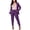 Purple, variant on Women‘s 2 Piece Pant Suit Set for Office, Deep V-Neck Long Sleeve Blazer & Matching Pants, Professional Business Attire