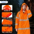 thumbnail image 3 of ProtectX High Visibility Waterproof Rain Coat for Men, Reflective One-piece Rain Jacket, Heavy Duty Long Rain Suit, Hi Vis Safety Gear with 300D Oxford, Orange, Small, 3 of 7
