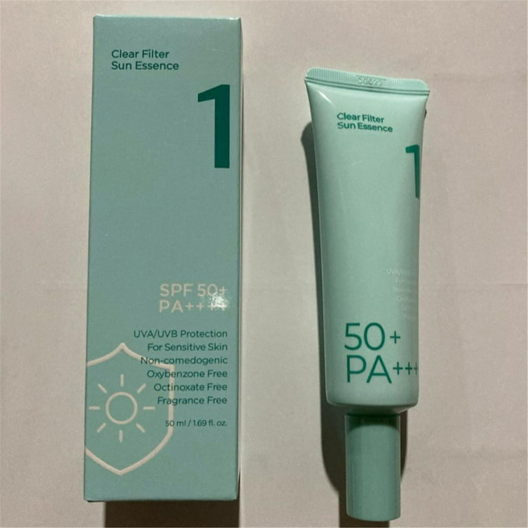 numbuz:in No.1 Clear Filter Sun Essence Hydrating Face Moisturizer With SPF 50 | Lightweight, No White Cast, Cooling Essence With UV Protection For All Skin Types, 1.69 fl oz