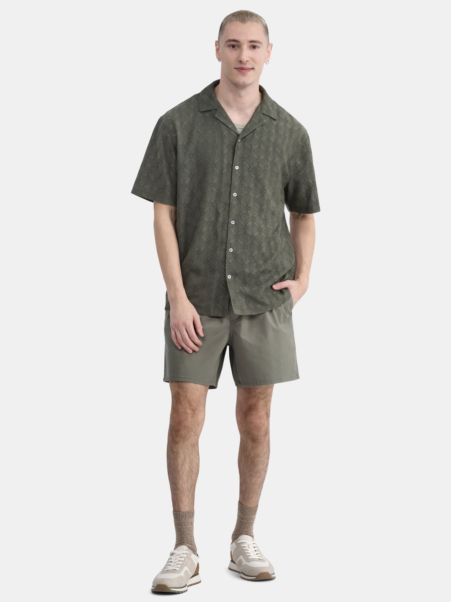 No Boundaries Men's & Big Men's Cotton Twill 6" Shorts, Sizes XS-5XL