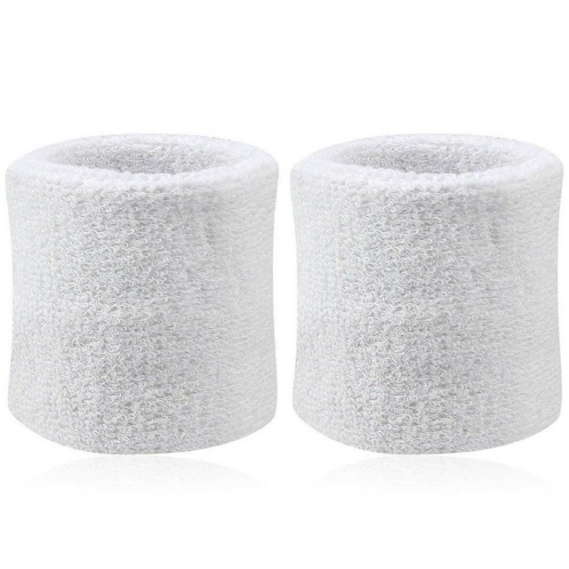 HLONK 2Pcs Sports Wristband Solid Color Absorbent Cotton Breathable Quick Dry Sweatband for Tennis