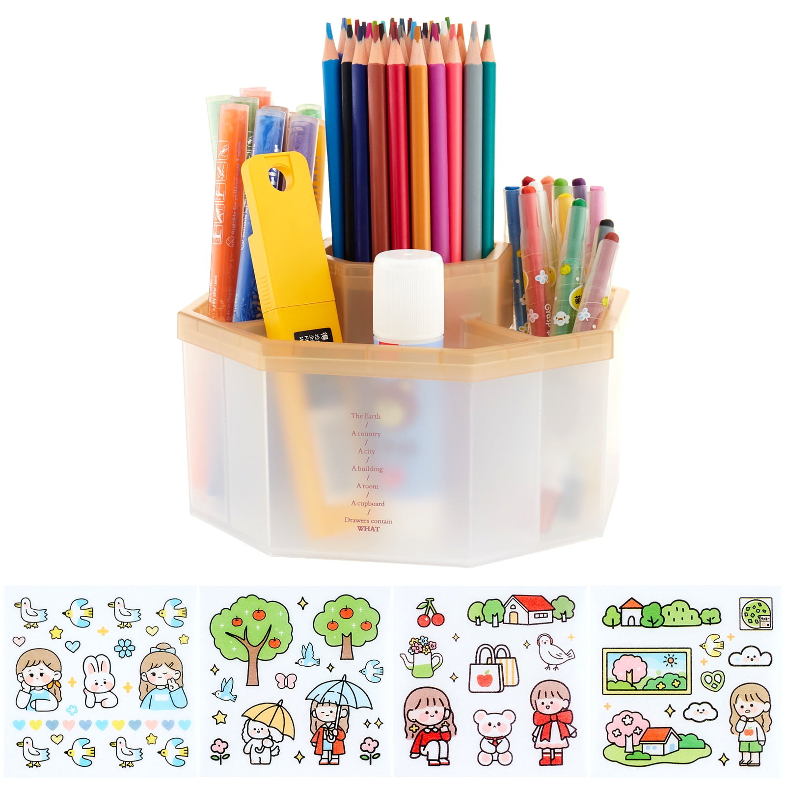 Plastic Pencil Holder Case Caddy Multi Purpose Kitchen Organizer Pen Tidy Box 