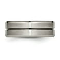 thumbnail image 3 of Chisel Titanium Brushed and Polished 8mm Grooved Beveled Edge Band, 3 of 7