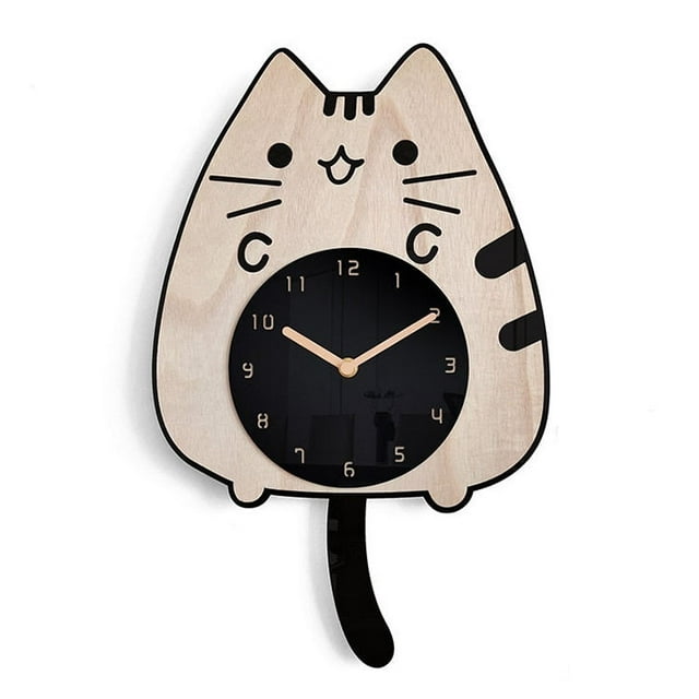 Reloj de gato con ojos en movimiento y cola Estilo vintage - Decoración para los amantes de los gatos - Cola oscilante para la vida, la cocina y la decoración del hogar antiguo
