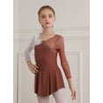 thumbnail image 6 of YONGHS Kids Girls Long Sleeve Ballet Dance Figure Ice Skating Dress Brown 12, 6 of 7