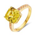 thumbnail image 3 of Canary Yellow Sapphire Asscher Cut Solitaire Ring in 18K Yellow Gold Plated Sterling Silver, 3 of 4