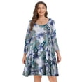 thumbnail image 3 of VEPKUL Casual Plus Size Dresses 3/4 Sleeve Loose Fits Dress Crew Neck Flowy Swing with Pockets Flower18_5X, 3 of 8