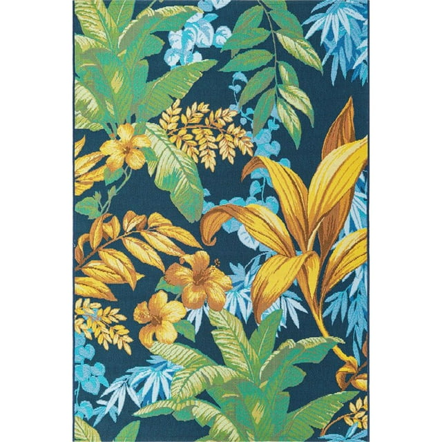 Unique Loom Outdoor Modern Bohemian Coastal Rug 4' x 6' Rectangle Blue/Gold