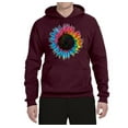 thumbnail image 2 of Wild Bobby, Colorful Tie Dye Sunflower Womens, Streetwear, Unisex Graphic Hoodie Sweatshirt, Maroon, Small, 2 of 3