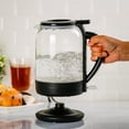 thumbnail image 2 of OVENTE Electric Kettle with 1.5L Borosilicate Glass, 1500W Fast Boiling Water Heater for Coffee or Tea, Easy to Fill Lid, Auto Shut-Off, Boil-Dry Protection & Stainless Steel Filter, Black KG516B, 2 of 9