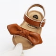 thumbnail image 4 of Aayomet Toddler Colour Kids Sandals Barefoot The 018M Bowknot First Non-Slip Walkers Girl Floor Soild Sandals for Baby Girls,Brown 0 Months, 4 of 4
