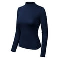 thumbnail image 3 of MixMatchy Women's Solid Tight Fit Lightweight Long Sleeves Mock Neck Top, 3 of 3