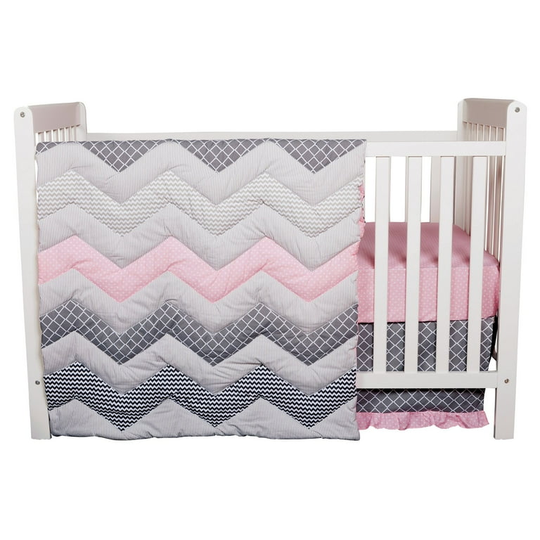 Pink and grey hotsell chevron crib bedding