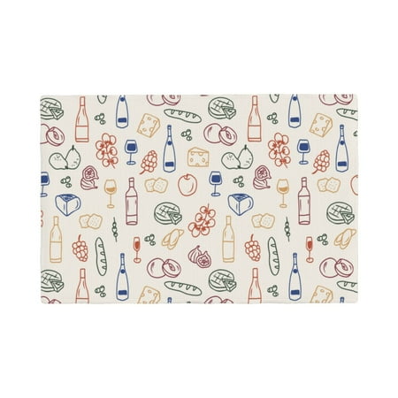 

Placemats Set of 4 Doodle Wine Heat Resistant Non - Slip Place mats Waterproof table mat for Kitchen Dining-4片装