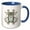 Blue/White, variant on 3drose, Letter W- White Rabbits Monogram with Shells and Crown, 11oz Two-tone Blue Mug