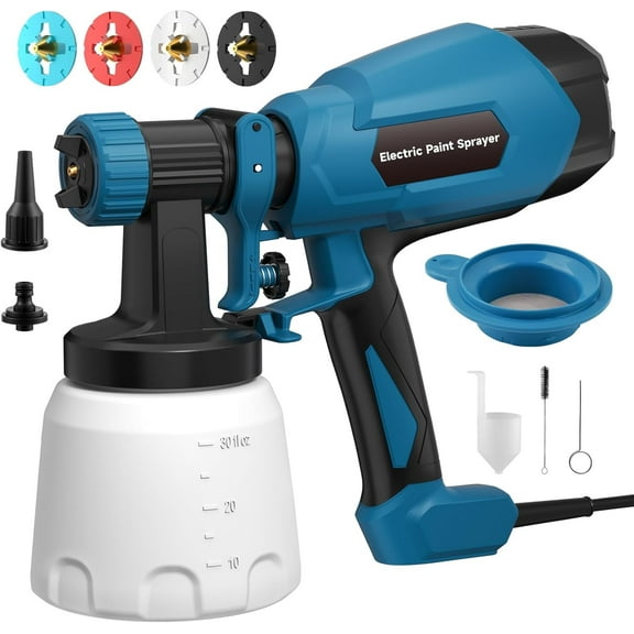 HOTREE 800W Electric Paint Sprayer 4 Interchangeable Nozzles 3 Spray Patterns Tool-Free Assembly for Furniture/Walls/DIY Projects​