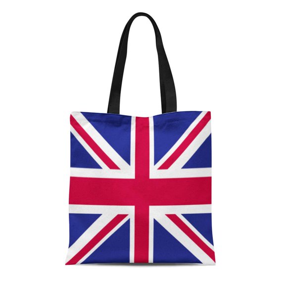 SIDONKU Canvas Tote Bag Blue Britain Flag of United Kingdom Red England Great Durable Reusable Shopping Shoulder Grocery Bag