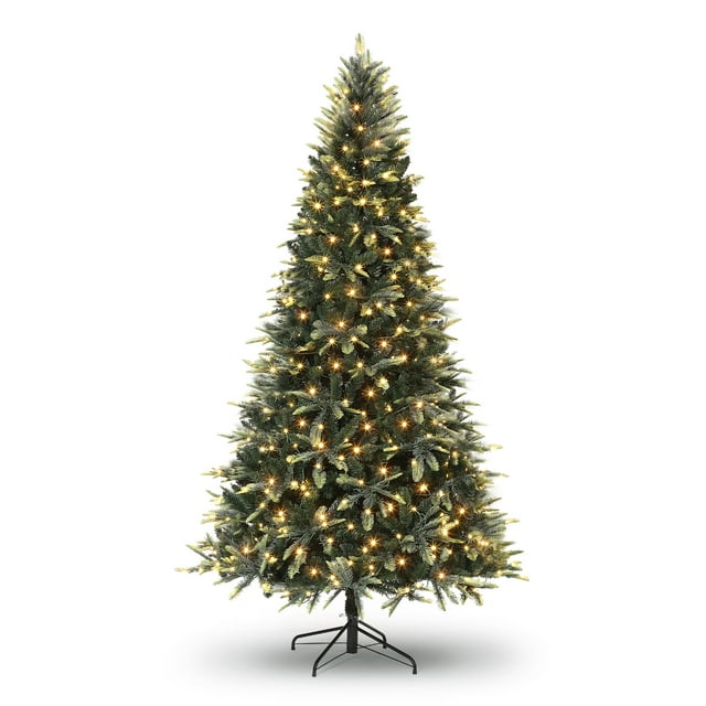 Prelit Artificial Christmas Tree,Spruce Prelit Christmas Trees with 450 Warm White Lights,Thickened PE&PVC Branch Tips,Perfect Choice for Xmas Decoration