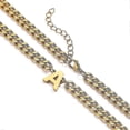 thumbnail image 2 of Collar de cadena de eslabones cubanos con inicial Az para niños, hombres y mujeres, colgante de letras de acero inoxidable de 6,5 mm y 18 + 2 pulgadas, regalo de joyería, código B-Gold-Modelo 20111 B, 2 of 3
