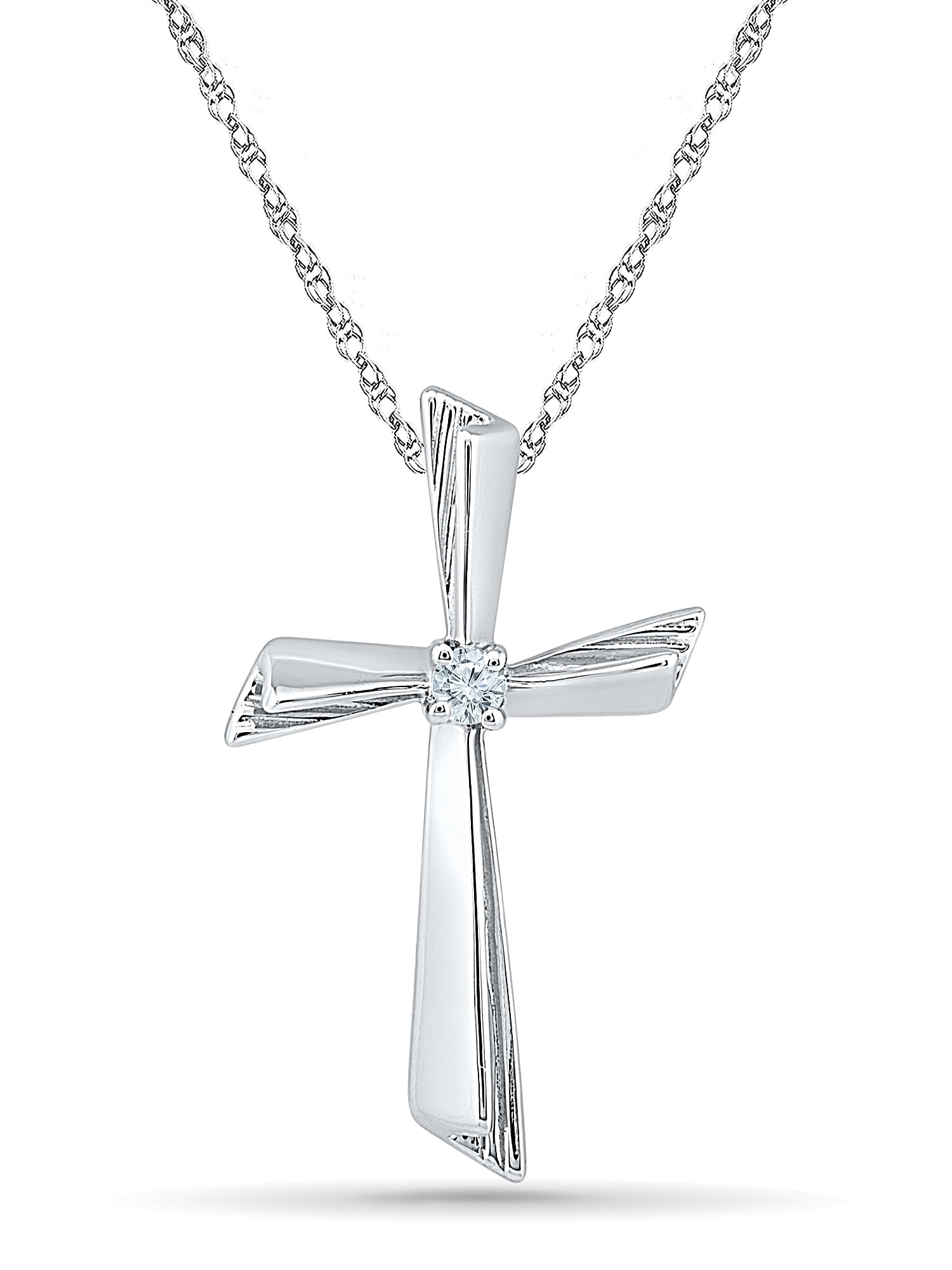 White sapphire cross best sale necklace