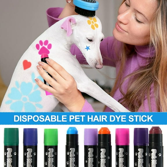 Frogued 12Pcs Pet Hair Dye Stick Dog Hair Dye Paint Temporary Markers Safe Hair Color Painting Styling Stick Pet Supplies (12 colours)