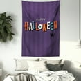 thumbnail image 3 of Halloween Tapestry, Text with Letters Shape as Bones Spooky Eye and Spider on Stripes Backdrop, Wall Hanging for Bedroom Living Room Dorm Decor, 40W X 60L Inches, Quartz Multicolor, by Ambesonne, 3 of 5