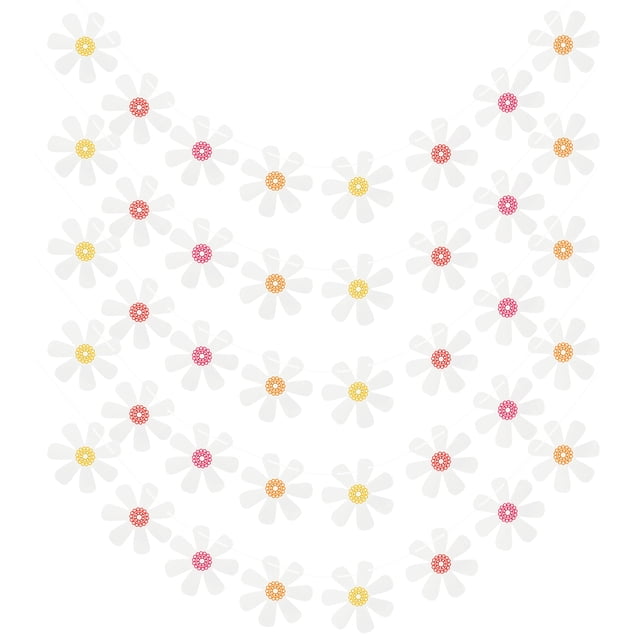 5pcs Birthday Party Hanging Banner Daisy Garland Bunting Decor Kindergarten Flower Banner
