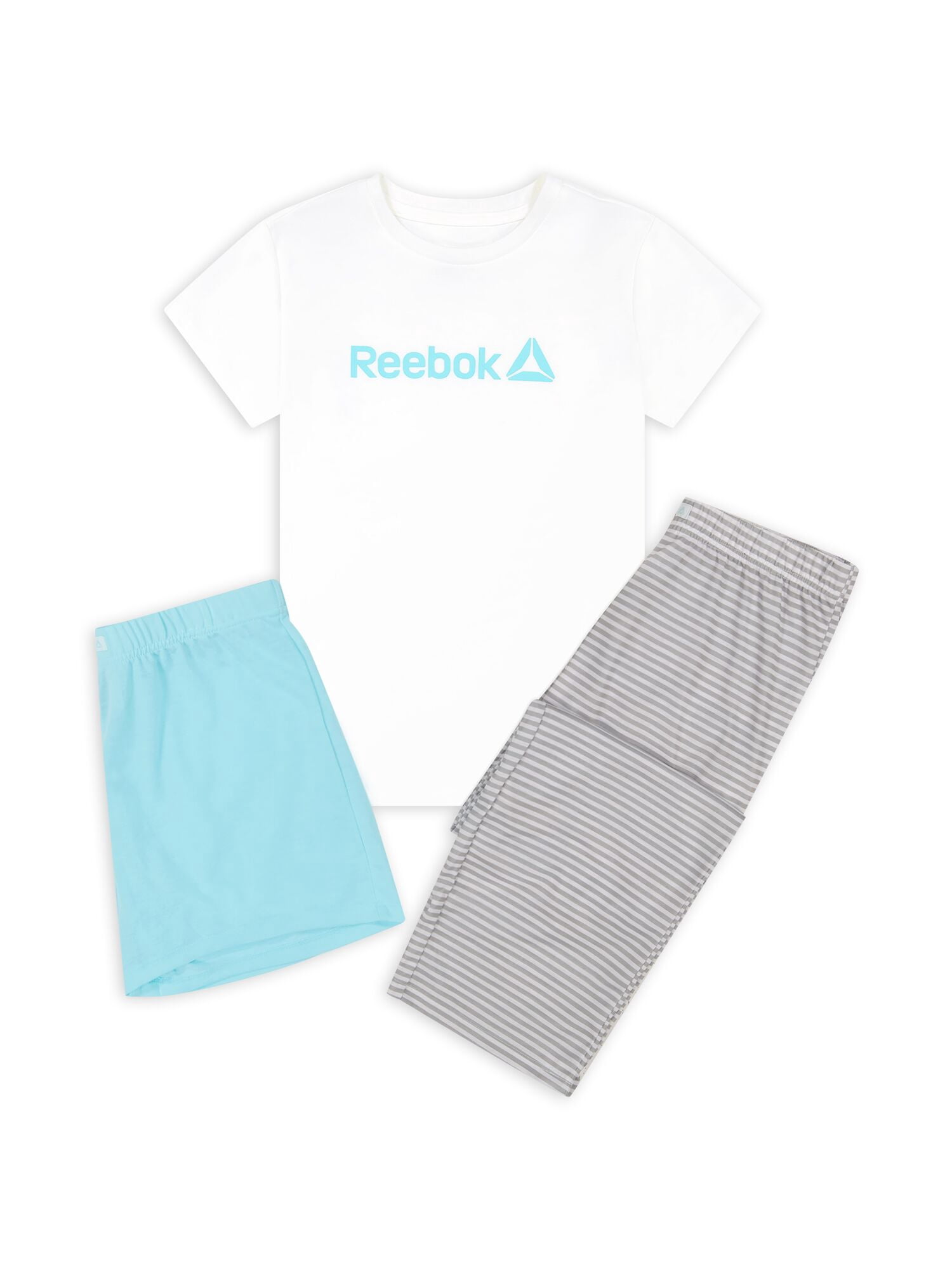 Reebok Girls’ Sleepwear, 3-Piece Tee, Short & Pant Pajama Set, Sizes S - XL